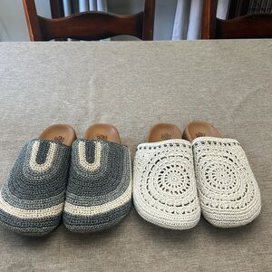 2 Pair! New Bolinas crocheted clogs. Boho style. Size 9